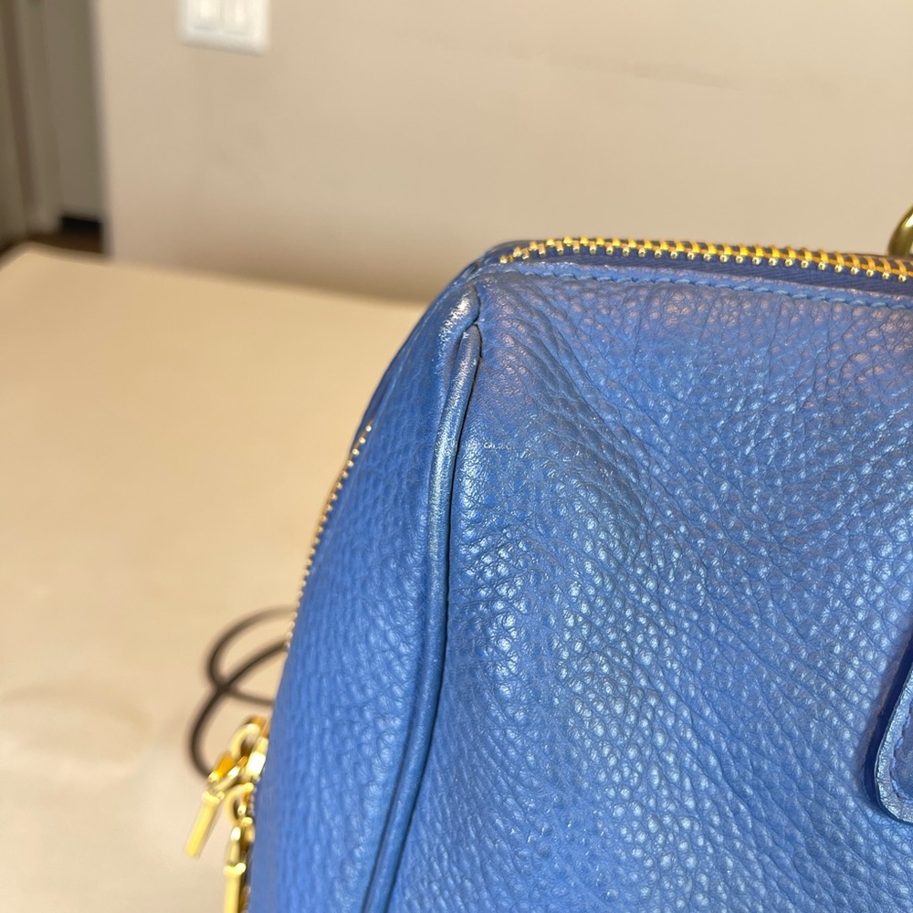 Prada blue leather Saffiano Lux Satchel Handbag - Picture 7 of 16